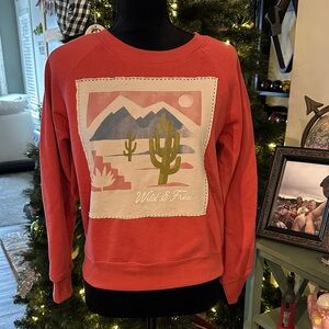 Women's Desert Print “Wild & Free” Coral Sweater